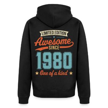 Génial depuis 1980 - Veste à capuche bio Premium Unisexe - noir - Dos - Nico (187cm)