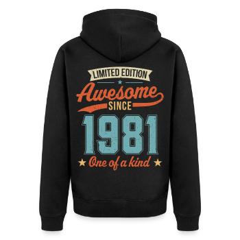 Génial depuis 1981 - Veste à capuche bio Premium Unisexe - noir - Dos - Nico (187cm)