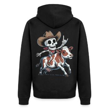 Un cow-boy squelette chevauche un veau - Veste à capuche bio Premium Unisexe - noir - Dos - Nico (187cm)