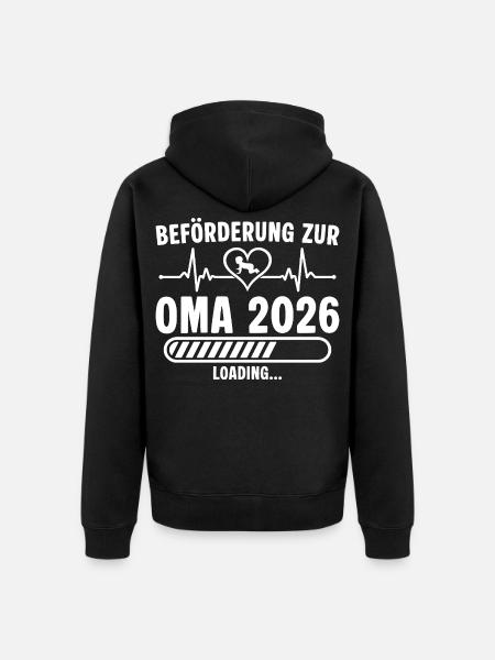 Beförderung zur Oma 2026 lädt - Unisex Premium Bio Zip Hoodie - Schwarz