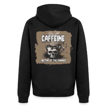 Kaffee, Nektar der Verdammten - Unisex Premium Bio Zip Hoodie - Schwarz - Hinten - Nico (187cm)