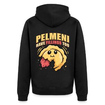 Pelmeni Have Fillings Too Pelmenis - Unisex Premium Organic Zip Hoodie - black - Back - Nico (187cm)