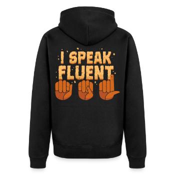 Deaf Deaf Hearing Impairment - Unisex Premium Organic Zip Hoodie - black - Back - Nico (187cm)