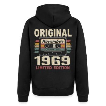 November 1969 Gift November 1969 - Unisex Premium Organic Zip Hoodie - black - Back - Nico (187cm)