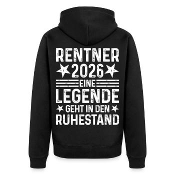 Pensioners 2026 A legend retires - Unisex Premium Organic Zip Hoodie - black - Back - Nico (187cm)