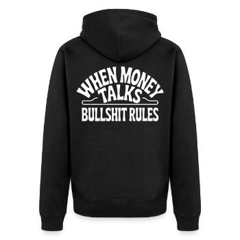 Money Speaks To Settle Lies - Unisex Premium Organic Zip Hoodie - black - Back - Nico (187cm)