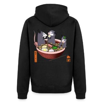 Opossum Mangeant Ramen T-shirt drôle - Veste à capuche bio Premium Unisexe - noir - Dos - Nico (187cm)