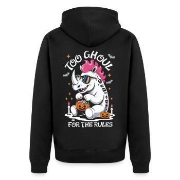 Ghoul Rhino Halloween Graphic - Unisex Premium Organic Zip Hoodie - black - Back - Nico (187cm)