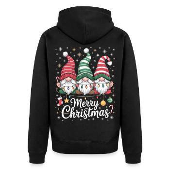 Trois Gnomes avec des Chapeaux - Joyeux Noël - Veste à capuche bio Premium Unisexe - noir - Dos - Nico (187cm)