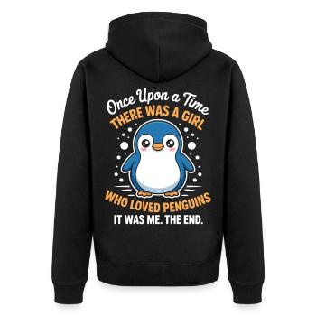 Dicton mignon pingouin - Veste à capuche bio Premium Unisexe - noir - Dos - Nico (187cm)