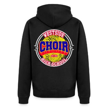 "Westside High School Choir" – Streetwear Edition - Unisex Premium Organic Zip Hoodie - black - Back - Nico (187cm)