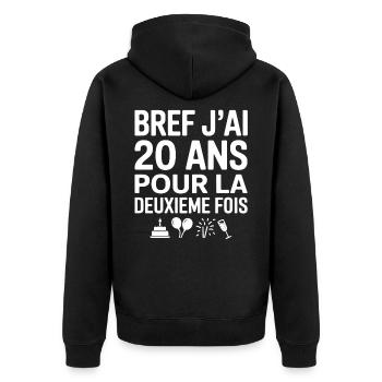 Anyway, I'm 20 years old for the second time - Unisex Premium Organic Zip Hoodie - black - Back - Nico (187cm)