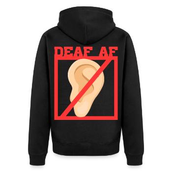 Deaf Deaf Hearing Impairment - Unisex Premium Organic Zip Hoodie - black - Back - Nico (187cm)