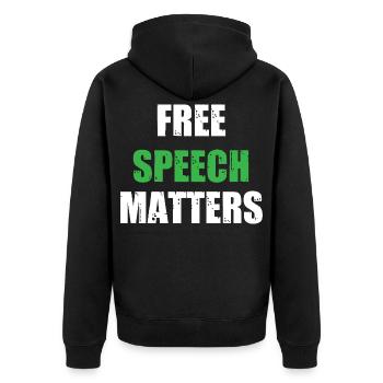 Freedom of speech matters - Unisex Premium Organic Zip Hoodie - black - Back - Nico (187cm)