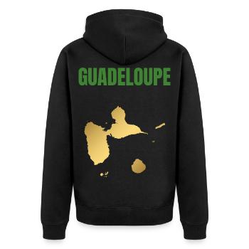 T-shirt Guadeloupe carte dorée Antilles - Veste à capuche bio Premium Unisexe - noir - Dos - Nico (187cm)