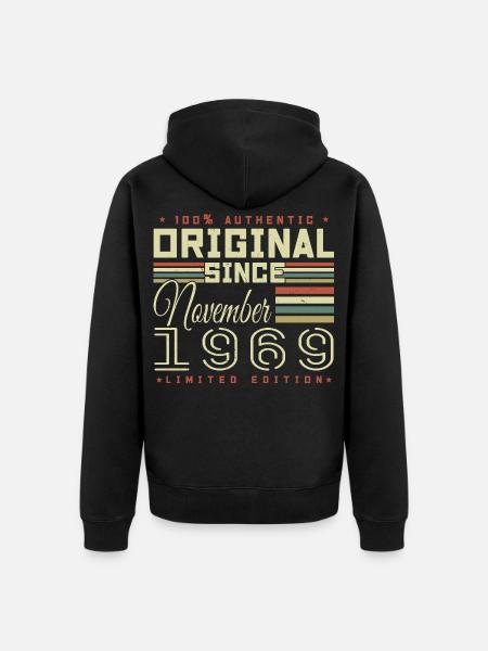 November 1969 Birthday Gift - Unisex Premium Organic Zip Hoodie - black