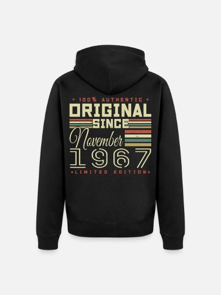 November 1967 Birthday Gift - Unisex Premium Organic Zip Hoodie - black