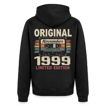 November 1999 Gift November 1999 - Unisex Premium Organic Zip Hoodie - black - Back - Nico (187cm)