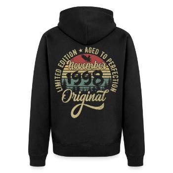 November 1998 Geschenk zum Jahrestag November 1998 - Unisex Premium Bio Zip Hoodie - Schwarz - Hinten - Nico (187cm)