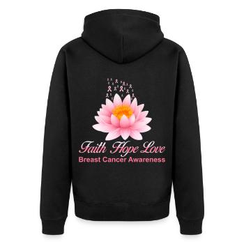 T-shirt de sensibilisation Cancer Faith Hope Love - Veste à capuche bio Premium Unisexe - noir - Dos - Nico (187cm)