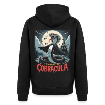 Nacht der Kobra - Vampirdesign - Unisex Premium Bio Zip Hoodie - Schwarz - Hinten - Nico (187cm)