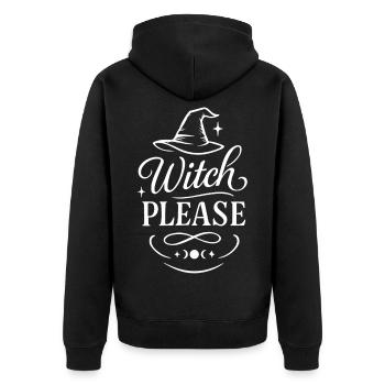 Witch Please Halloween Funny Saying Costume Party - Unisex Premium Organic Zip Hoodie - black - Back - Nico (187cm)