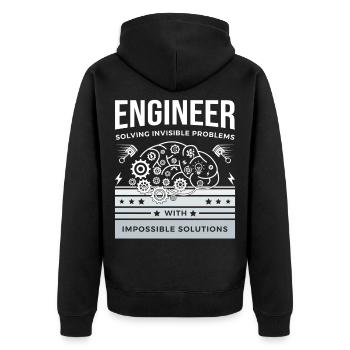 ENGINEER – Solving Invisible Problems T-Shirt - Unisex Premium Organic Zip Hoodie - black - Back - Nico (187cm)