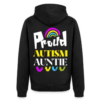 Proud Autism Auntie, Support Autism Awareness - Unisex Premium Organic Zip Hoodie - black - Back - Nico (187cm)