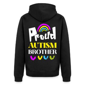 Fier frère autiste - Veste à capuche bio Premium Unisexe - noir - Dos - Nico (187cm)