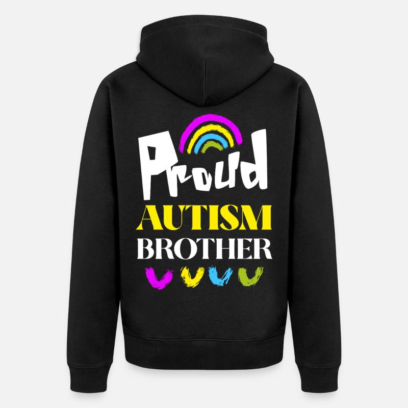 Fier frère autiste - Veste à capuche bio Premium Unisexe - noir