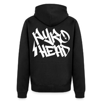 pyro vuurwerk feuerwerk - Unisex Premium Bio Zip Hoodie - Schwarz - Hinten - Nico (187cm)