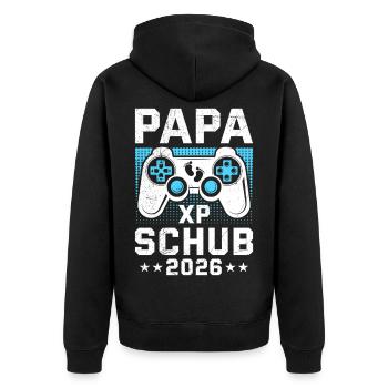 Gamer Papa PAPA XP SCHUB 2026 Lustiges - Unisex Premium Bio Zip Hoodie - Schwarz - Hinten - Nico (187cm)