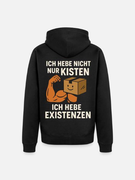 Ich hebe Existenzen Umzug Umzugshelfer  - Unisex Premium Bio Zip Hoodie - Schwarz
