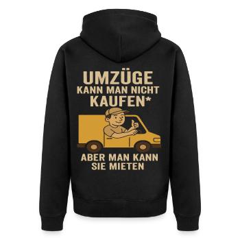 Umzüge: Man Kann Sie Mieten - Unisex Premium Bio Zip Hoodie - Schwarz - Hinten - Nico (187cm)