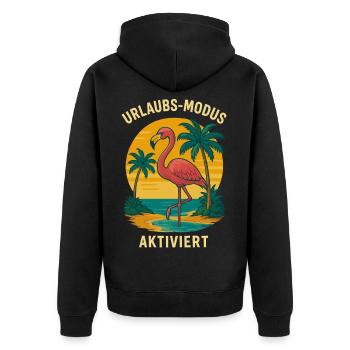 Flamingo Beach Vacation Enabled - Unisex Premium Organic Zip Hoodie - black - Back - Nico (187cm)