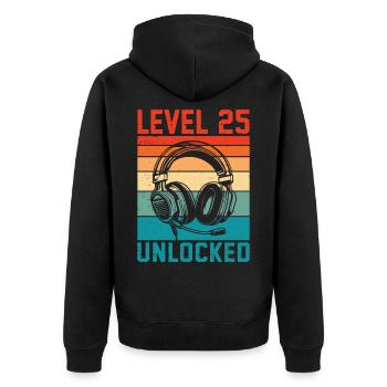 25 Jahre altes Level freigeschaltet - 25th Anniversary Gamer - Unisex Premium Bio Zip Hoodie - Schwarz - Hinten - Nico (187cm)