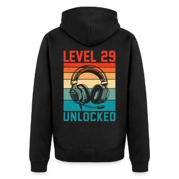 Level 29 Years Unlocked - 29th Anniversary Gamer - Unisex Premium Organic Zip Hoodie - black - Back - Nico (187cm)