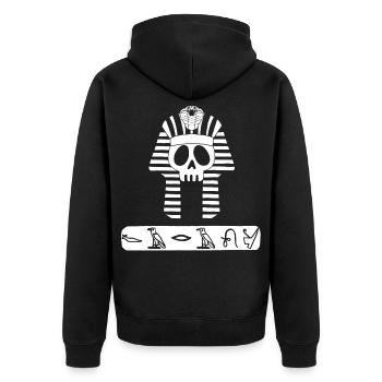 Schädel des Weißen Pharaos - Unisex Premium Bio Zip Hoodie - Schwarz - Hinten - Nico (187cm)
