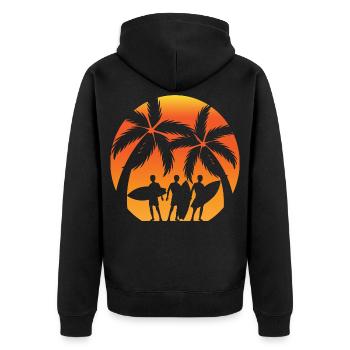 Sunset Surfer Palmiers - Veste à capuche bio Premium Unisexe - noir - Dos - Nico (187cm)