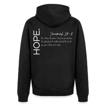 Hoffnung - Jeremia 29:11 Christliches Design - Unisex Premium Bio Zip Hoodie - Schwarz - Hinten - Nico (187cm)