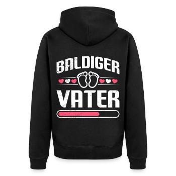 Dad-to-be SOON-TO-BE DAD Paternity Funny - Unisex Premium Organic Zip Hoodie - black - Back - Nico (187cm)