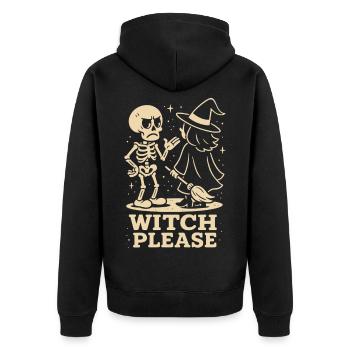 Hexe bitte Skelett Halloween Kostüm Spaß - Unisex Premium Bio Zip Hoodie - Schwarz - Hinten - Nico (187cm)