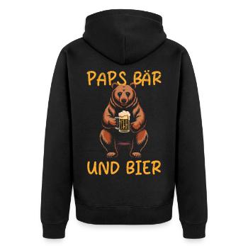 Soon Papa Beer Fan PAPS BEAR AND BEER Funny - Unisex Premium Organic Zip Hoodie - black - Back - Nico (187cm)