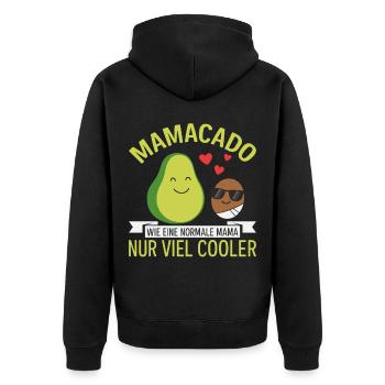 Future Mom MAMACADO MUCH COOLER Funny - Unisex Premium Organic Zip Hoodie - black - Back - Nico (187cm)
