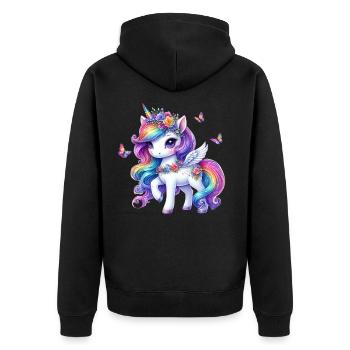 Ailes de licorne fleur arc-en-ciel - Veste à capuche bio Premium Unisexe - noir - Dos - Nico (187cm)