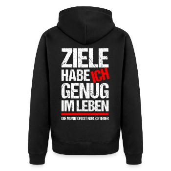 Ziele im Leben Gamer Spruch - Unisex Premium Bio Zip Hoodie - Schwarz - Hinten - Nico (187cm)