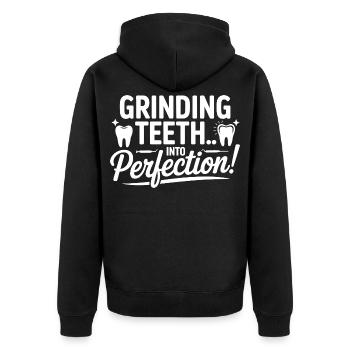 Zähneknirschen in Perfektion Dental Lab Tech - Unisex Premium Bio Zip Hoodie - Schwarz - Hinten - Nico (187cm)
