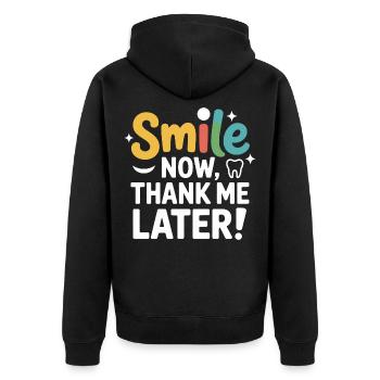 Sourire maintenant Remerciez-moi plus tard Dental Pro Design - Veste à capuche bio Premium Unisexe - noir - Dos - Nico (187cm)