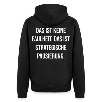 Typographie de rupture stratégique - Veste à capuche bio Premium Unisexe - noir - Dos - Nico (187cm)