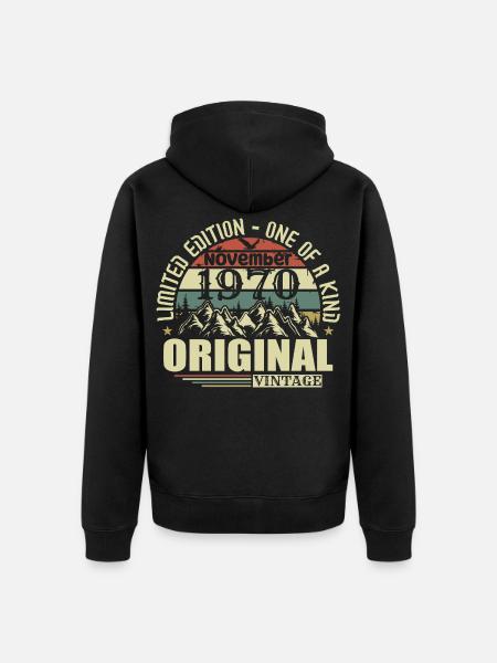 Birthday november 1970 - Unisex Premium Organic Zip Hoodie - black